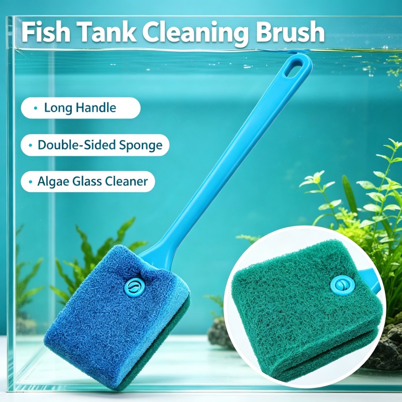Marine Aquarium Glass Scraper - Long Handle Aquarium Fish Tank Brush