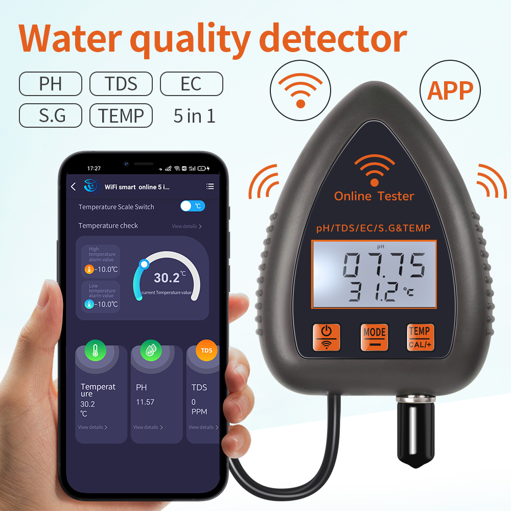 Tuya WiFi 5 in 1 TDS/EC/SALT/S - Marine Aquarium Par Meter recension och pris